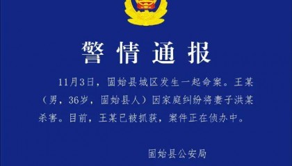 王某（男，36岁）杀妻，警方通报